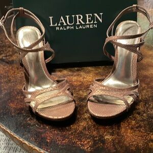 Lauren Ralph Lauren Heeled Sandals Sz 10B Bronze